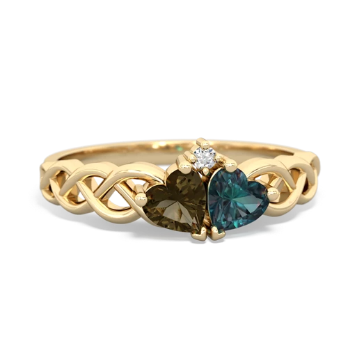 smoky quartz-alexandrite celtic braid ring