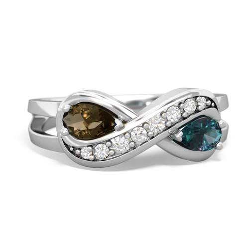 smoky quartz-alexandrite diamond infinity ring