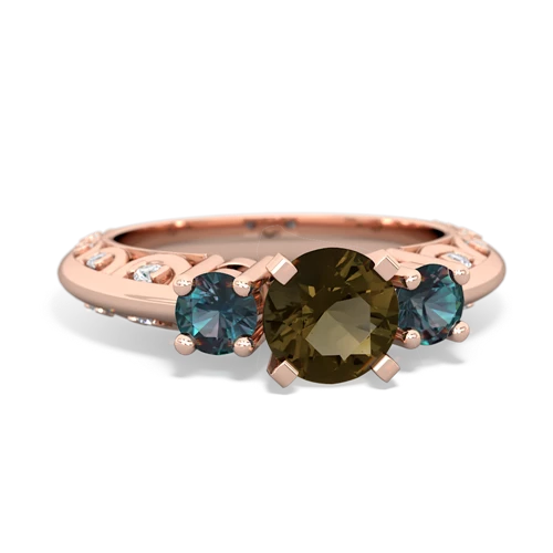 smoky quartz-alexandrite engagement ring