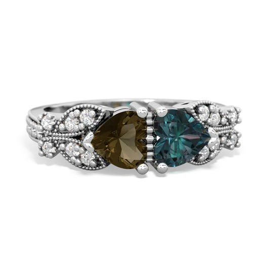 smoky quartz-alexandrite keepsake butterfly ring