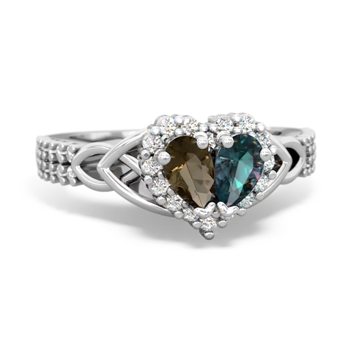 smoky quartz-alexandrite keepsake engagement ring
