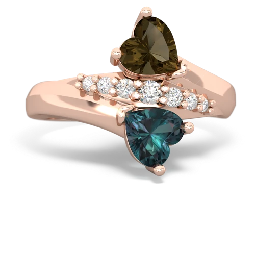 smoky quartz-alexandrite modern ring