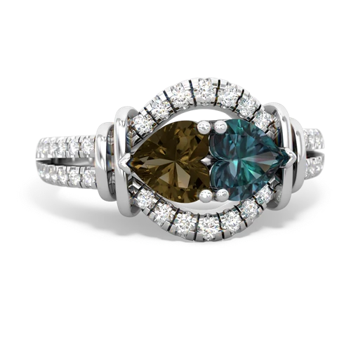 smoky quartz-alexandrite pave keepsake ring