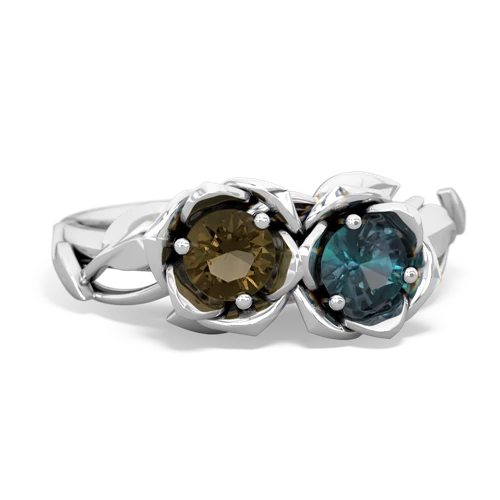 smoky quartz-alexandrite roses ring