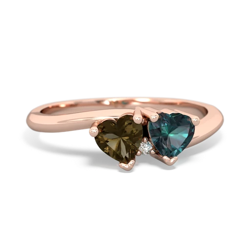 smoky quartz-alexandrite sweethearts promise ring