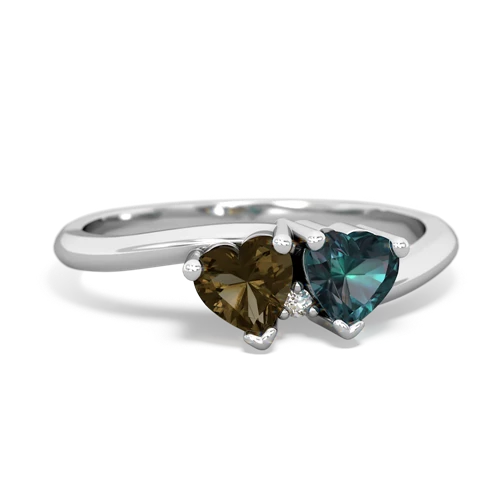 smoky quartz-alexandrite sweethearts promise ring