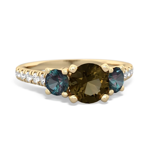 smoky quartz-alexandrite trellis pave ring