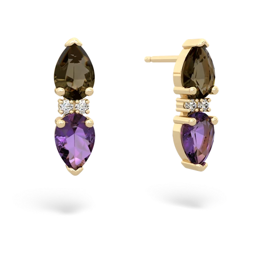 smoky quartz-amethyst bowtie earrings