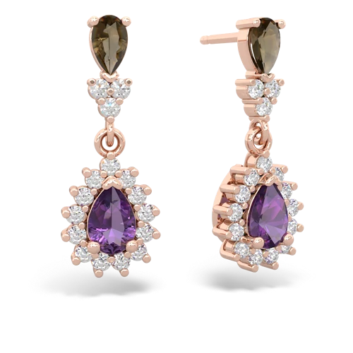 smoky quartz-amethyst dangle earrings