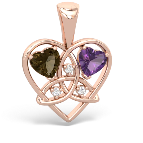 smoky quartz-amethyst celtic heart pendant