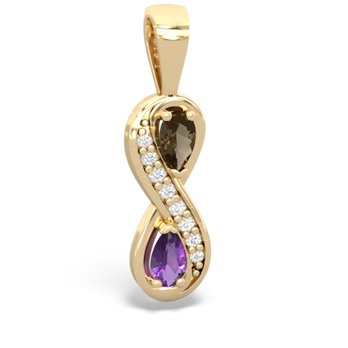 smoky quartz-amethyst keepsake infinity pendant