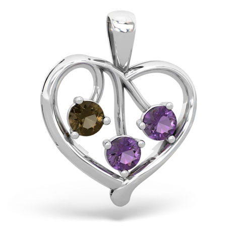 smoky quartz-amethyst love heart pendant