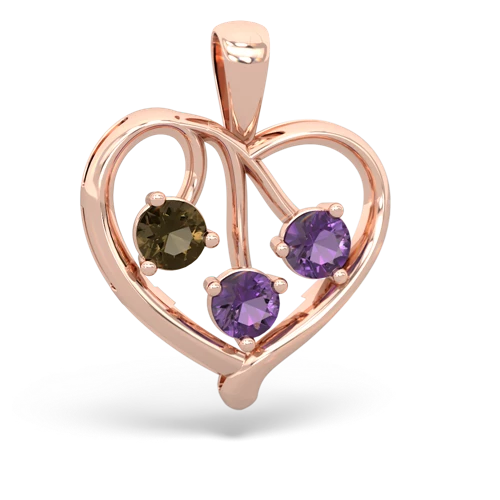 smoky quartz-amethyst love heart pendant