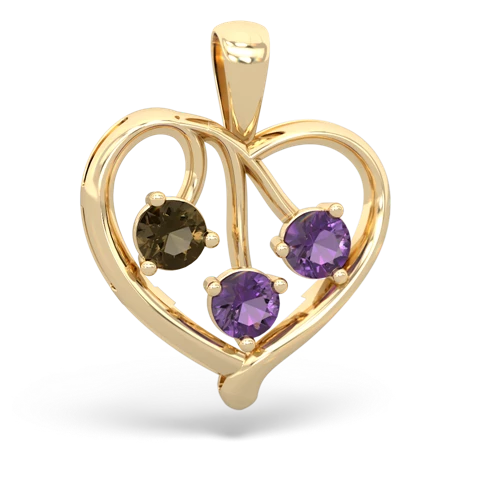 smoky quartz-amethyst love heart pendant