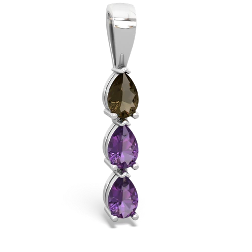 smoky quartz-amethyst three stone pendant