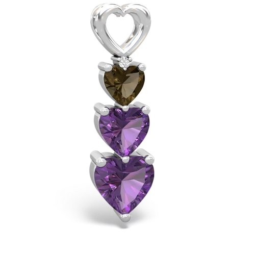 smoky quartz-amethyst three stone pendant