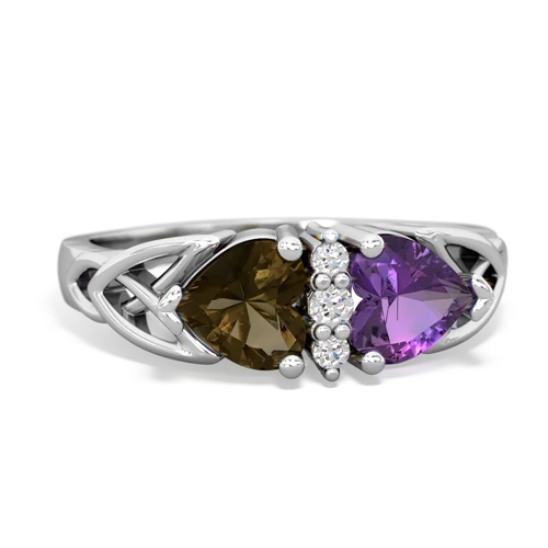 smoky quartz-amethyst celtic ring