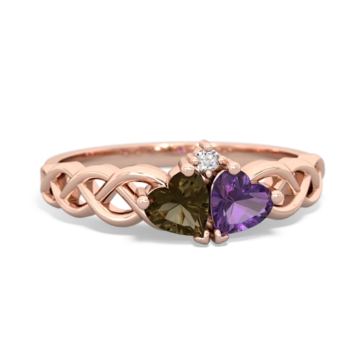 smoky quartz-amethyst celtic braid ring