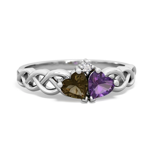 smoky quartz-amethyst celtic braid ring