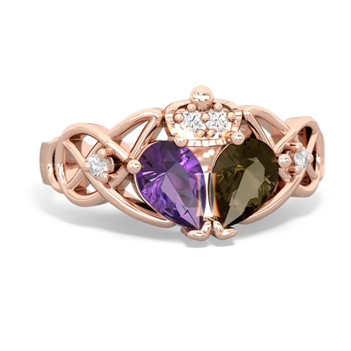 smoky quartz-amethyst claddagh ring