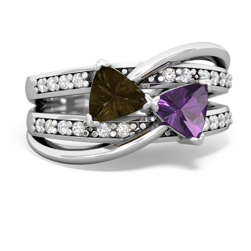 smoky quartz-amethyst couture ring