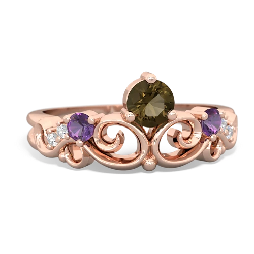 smoky quartz-amethyst crown keepsake ring