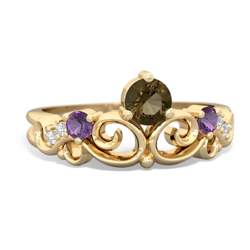 smoky quartz-amethyst crown keepsake ring