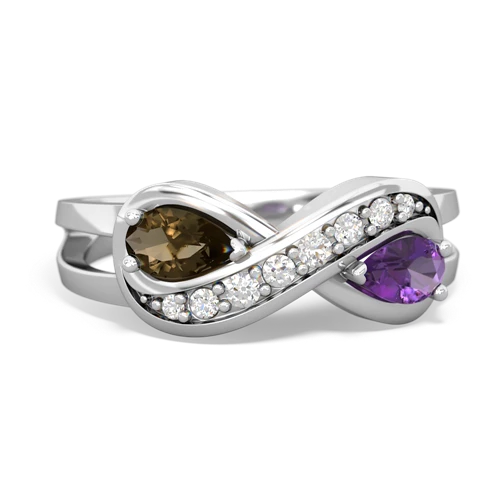 smoky quartz-amethyst diamond infinity ring