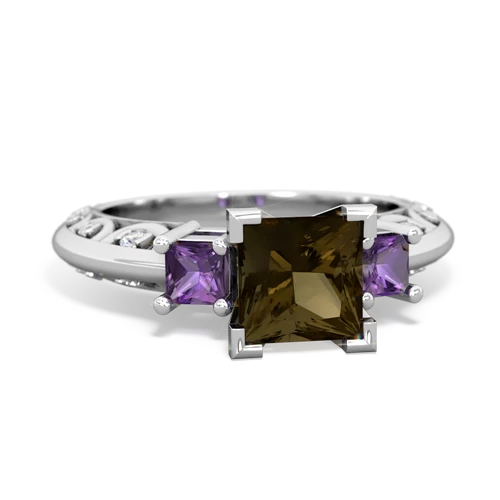 smoky quartz-amethyst engagement ring