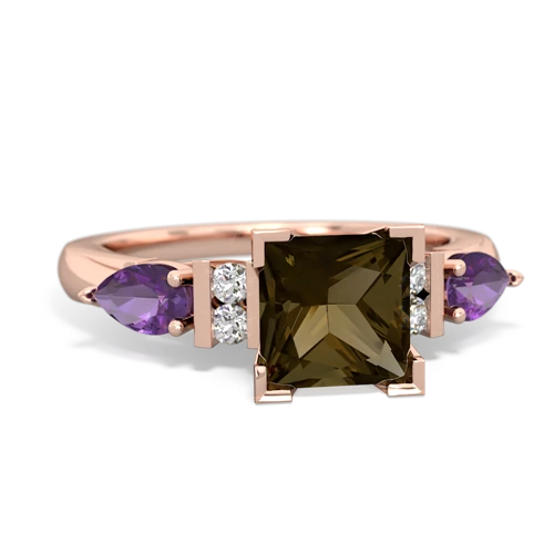 smoky quartz-amethyst engagement ring