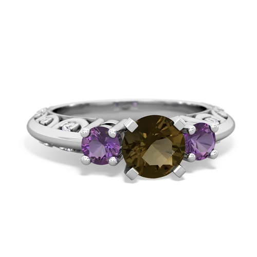 smoky quartz-amethyst engagement ring