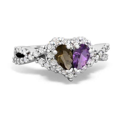 smoky quartz-amethyst engagement ring