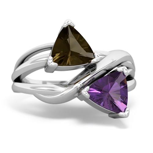 smoky quartz-amethyst filligree ring