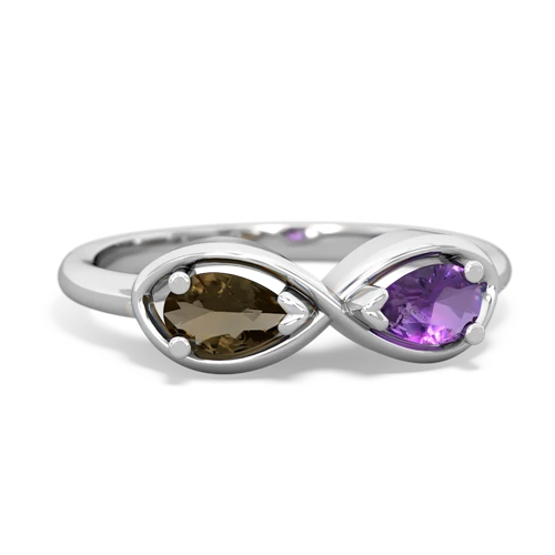 smoky quartz-amethyst infinity ring