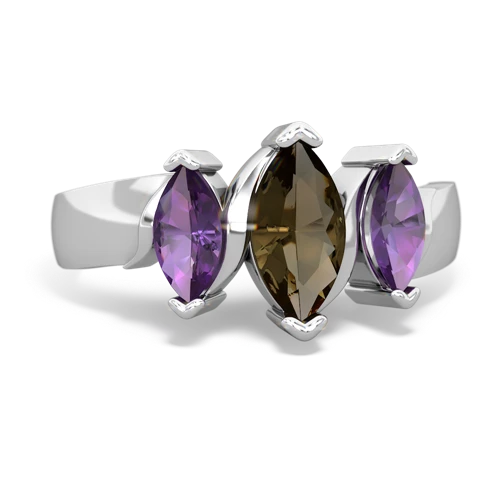 Smoky Quartz Genuine Smoky Quartz with Genuine Amethyst and Genuine Peridot Three Peeks ring Ring