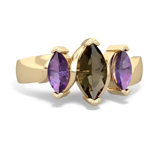 smoky quartz-amethyst keepsake ring