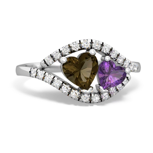 smoky quartz-amethyst mother child ring