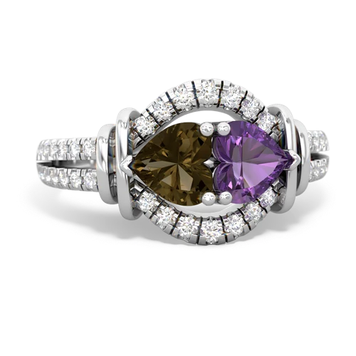 smoky quartz-amethyst pave keepsake ring