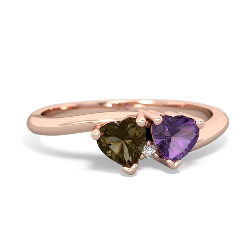 smoky quartz-amethyst sweethearts promise ring
