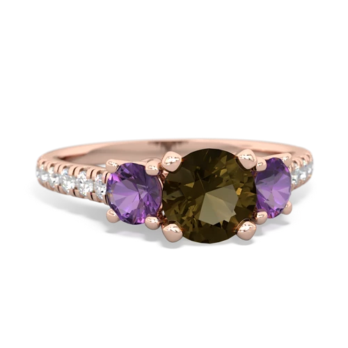 smoky quartz-amethyst trellis pave ring