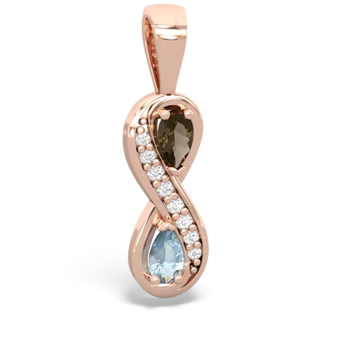 smoky quartz-aquamarine keepsake infinity pendant