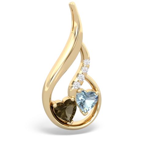 smoky quartz-aquamarine keepsake swirl pendant
