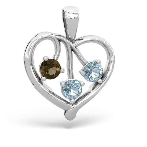 Smoky Quartz Genuine Smoky Quartz with Genuine Aquamarine and Genuine Sapphire Glowing Heart pendant Pendant