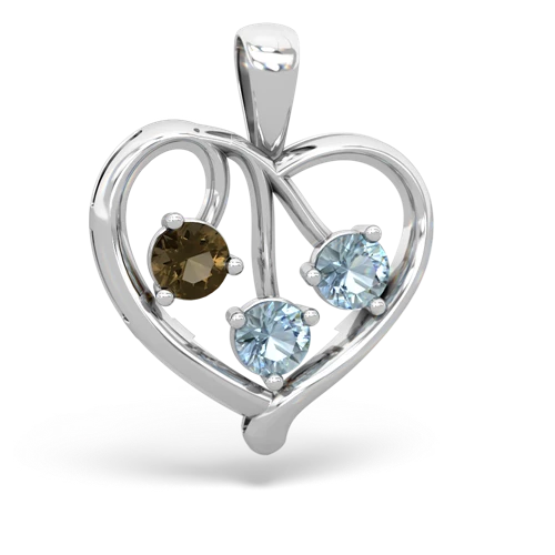 smoky quartz-aquamarine love heart pendant