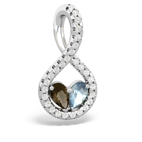 smoky quartz-aquamarine pave twist pendant
