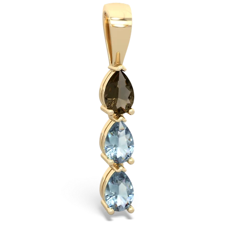 Smoky Quartz Genuine Smoky Quartz with Genuine Aquamarine and Lab Created Sapphire Three Stone pendant Pendant