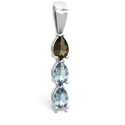 smoky quartz-aquamarine three stone pendant