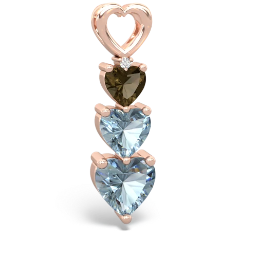 smoky quartz-aquamarine three stone pendant