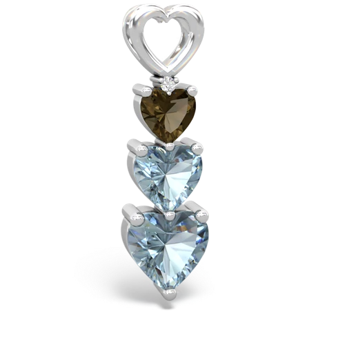 smoky quartz-aquamarine three stone pendant