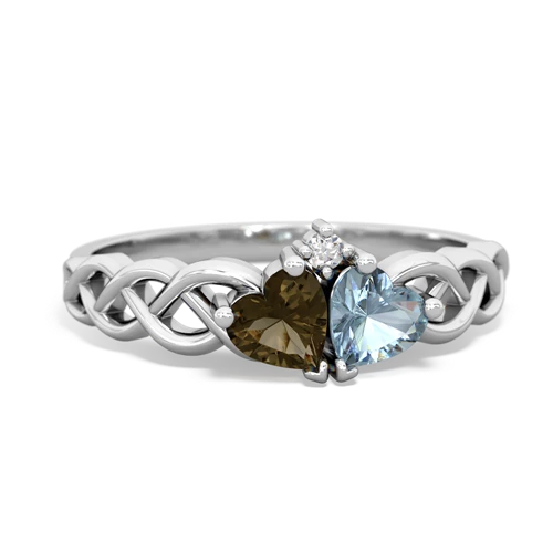 smoky quartz-aquamarine celtic braid ring